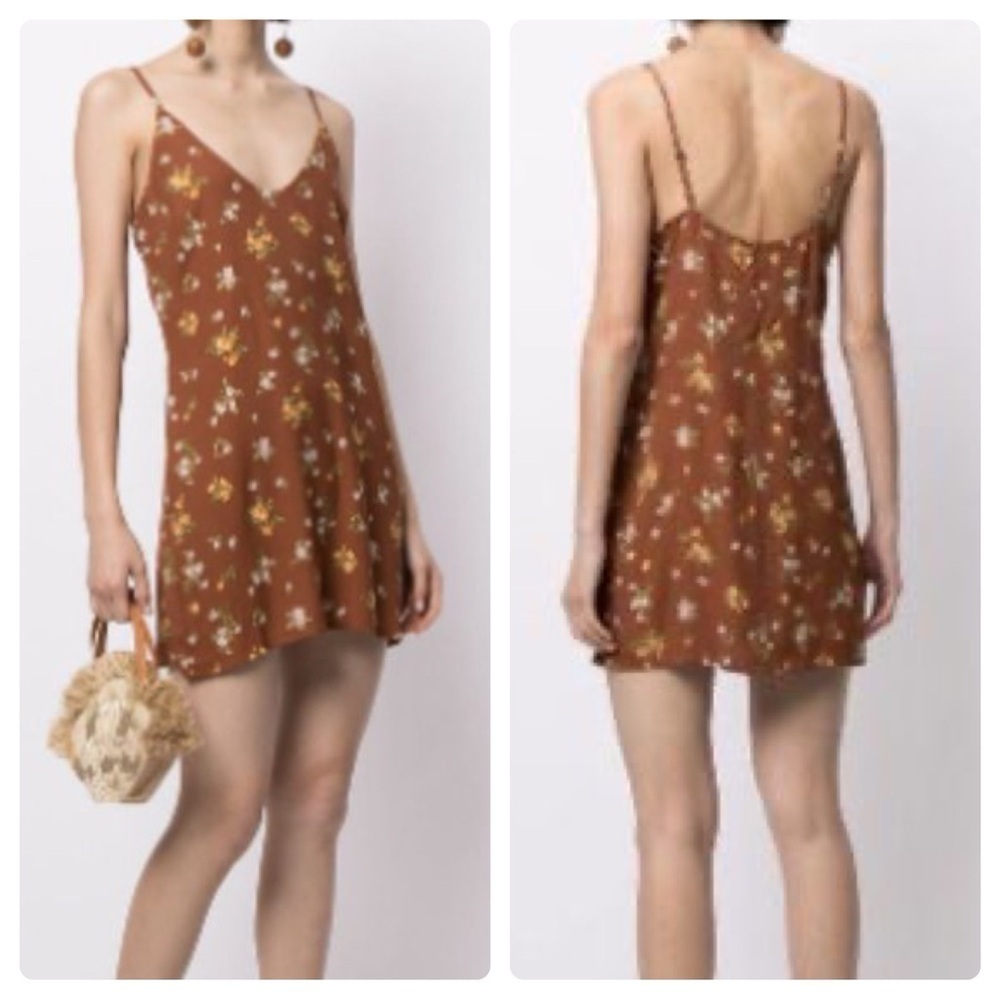 Reformation Ventura floral-print slip dress in Brown (17)